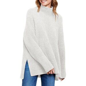 Women Oversized Fuzzy Knit Turtleneck Sweater Long Sleeve Casual Warm